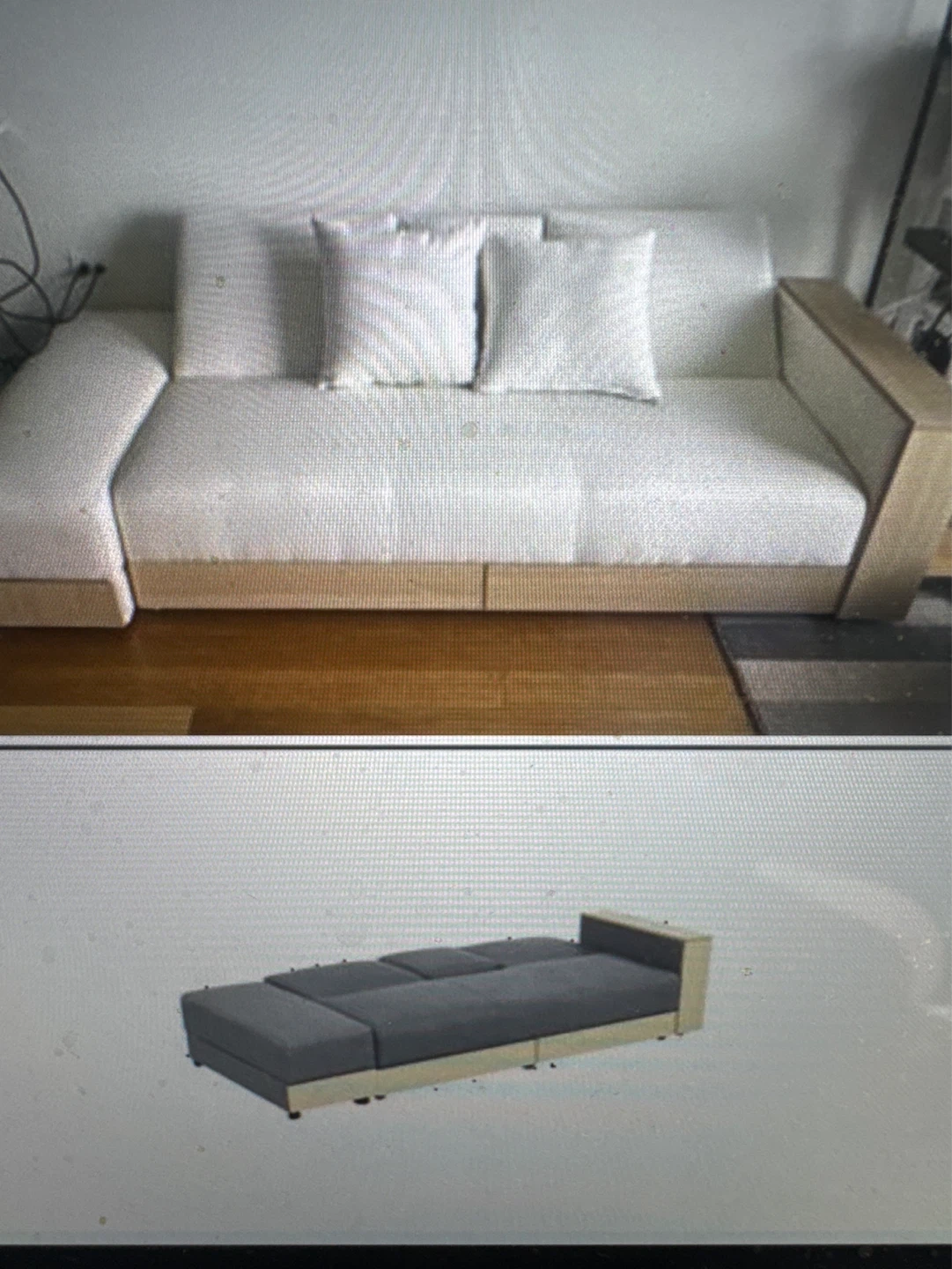 White sleeper sofa with 2 drawers storage!