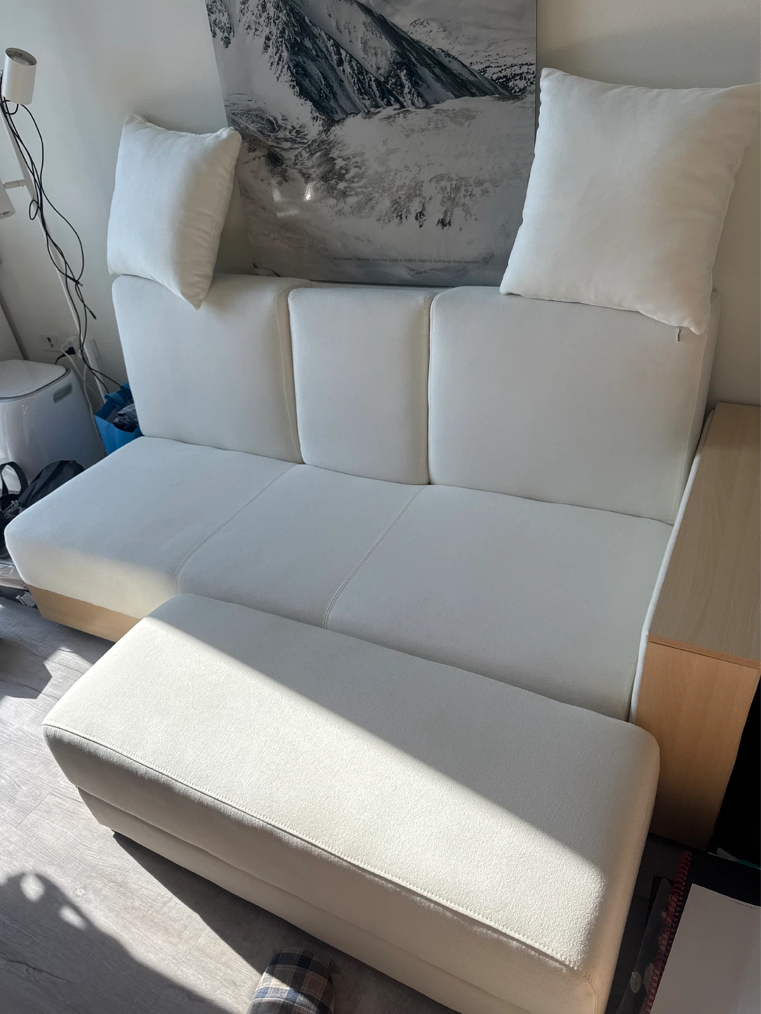 White sleeper sofa with 2 drawers storage! - photo 3