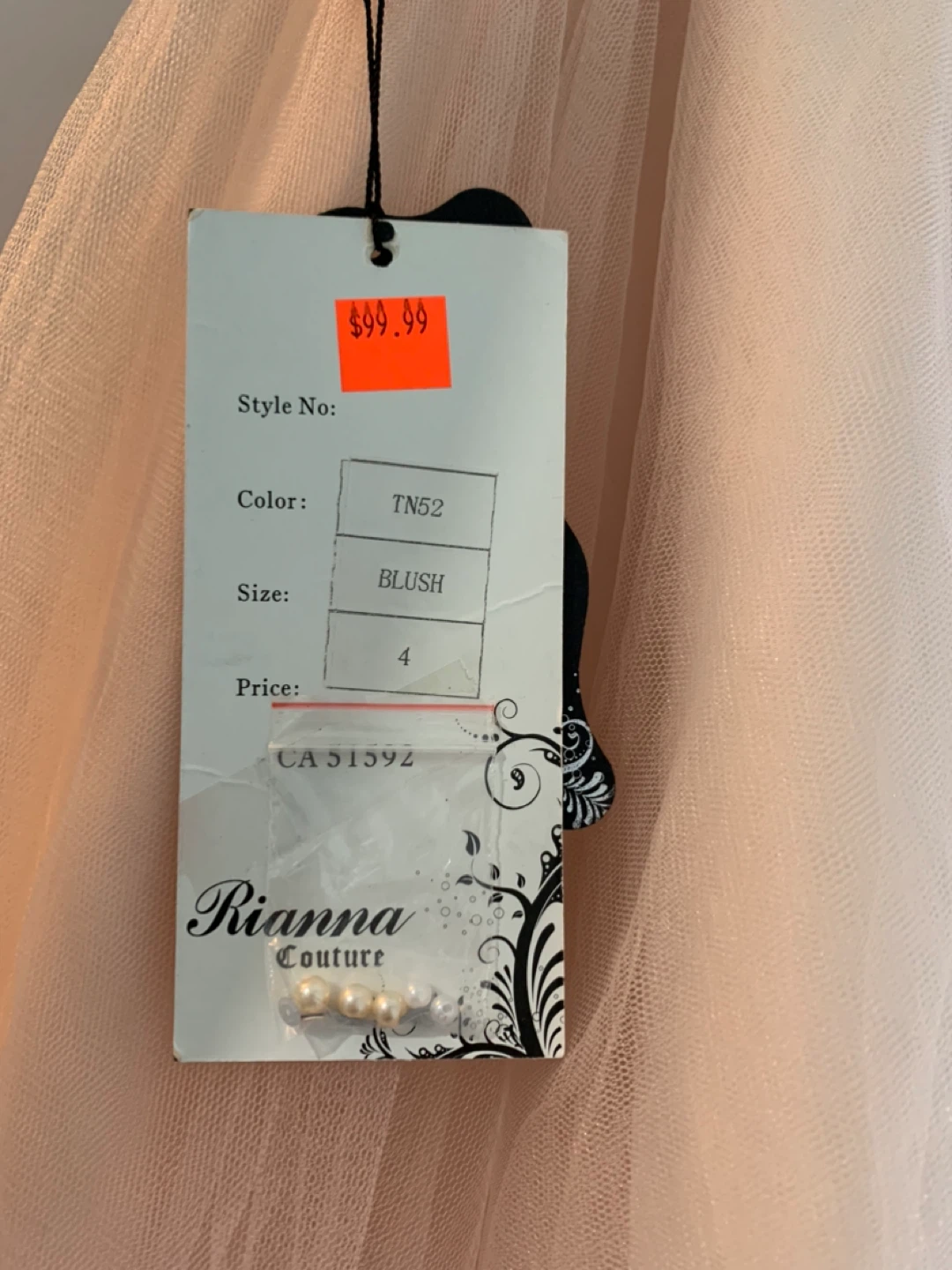 Rianna Couture Beaded Tulle Dress - Blush - Size 4 - photo 3