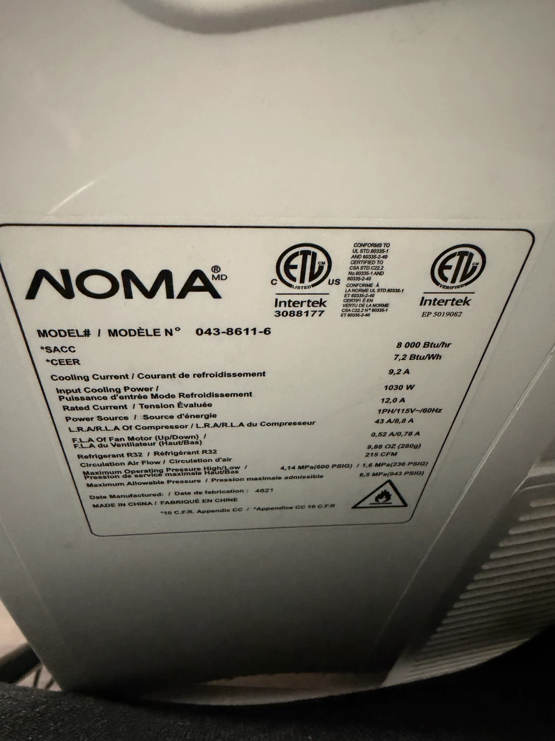 Noma Portable Air Conditioner - photo 2
