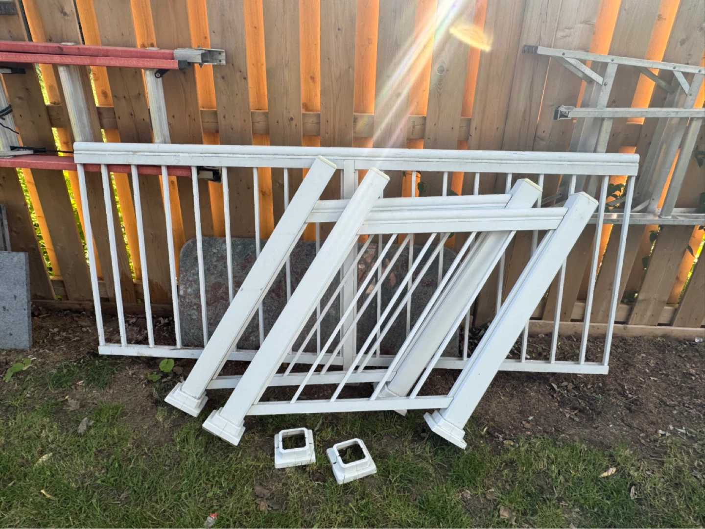 2 White Aluminum Stair Railings (33") + Free Long Railing