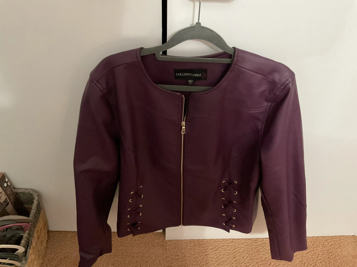 Colleen Lopez Burgundy Faux Leather Jacket