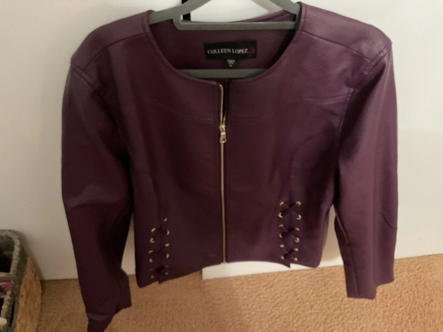 Colleen Lopez Burgundy Faux Leather Jacket - photo 2