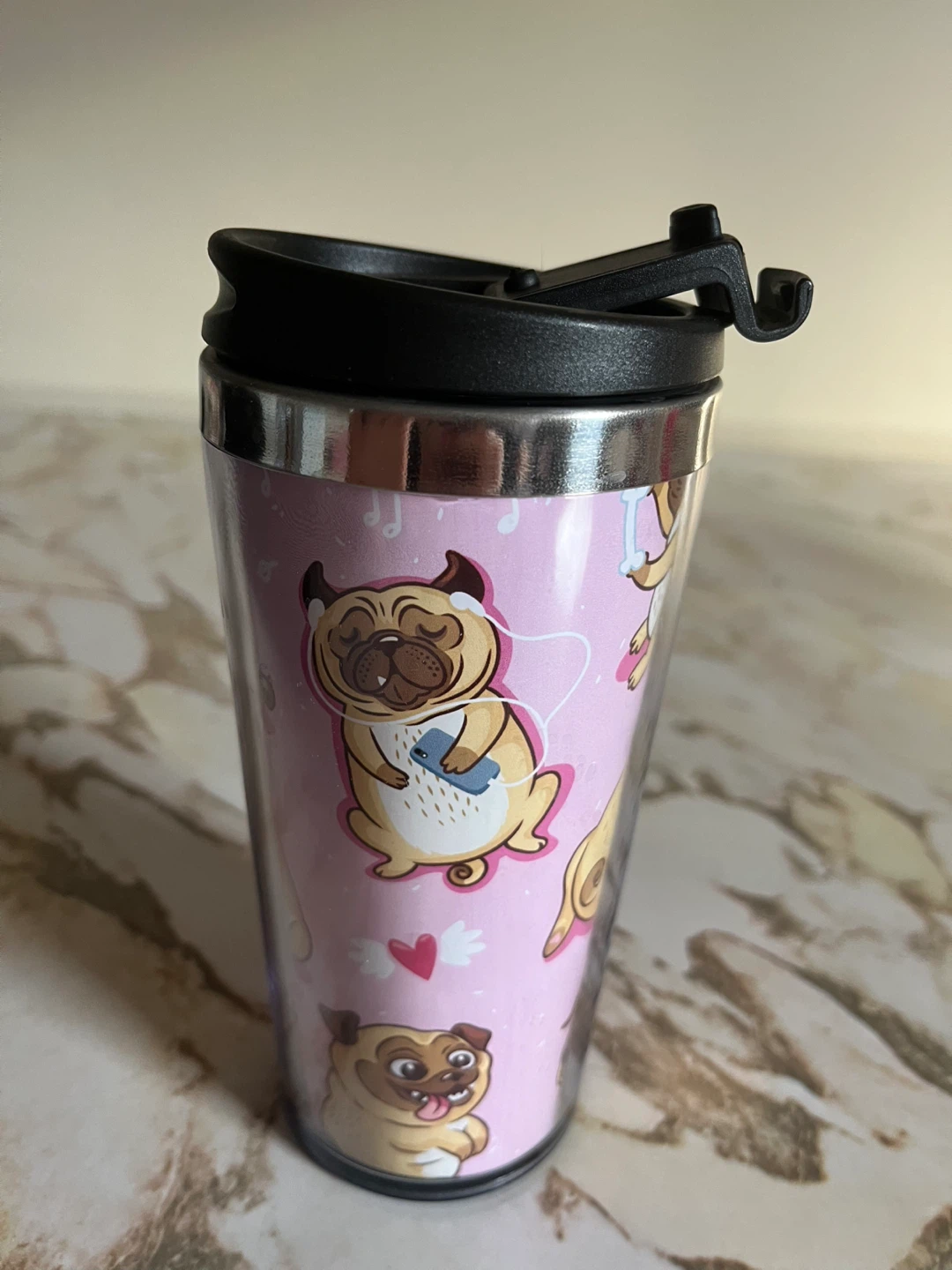 Travel Mug with Pug Design