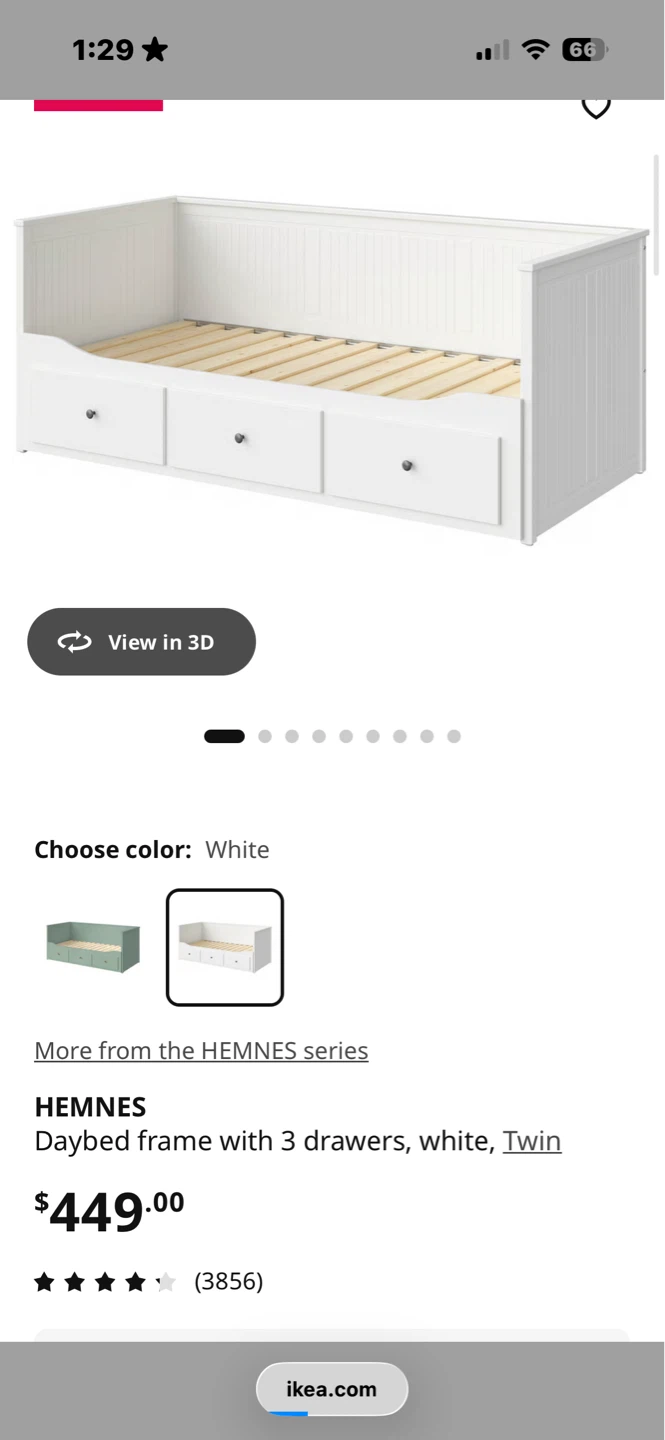 IKEA HEMNES Daybed Frame with 3 Drawers - White, Twin