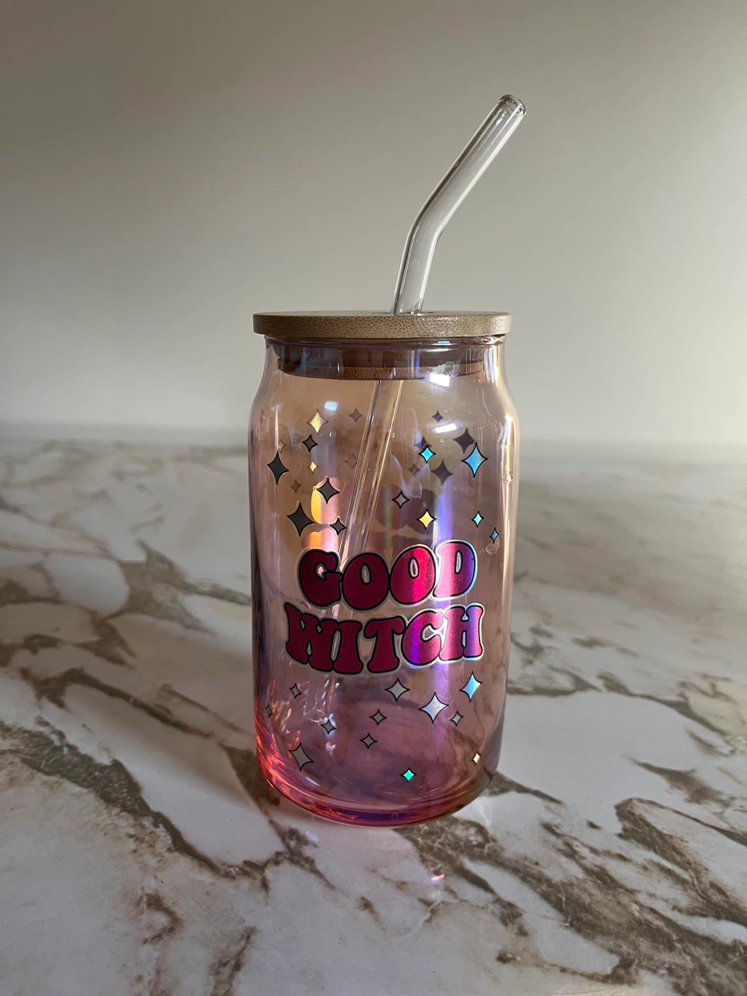 Good Witch Glass Tumbler with Straw