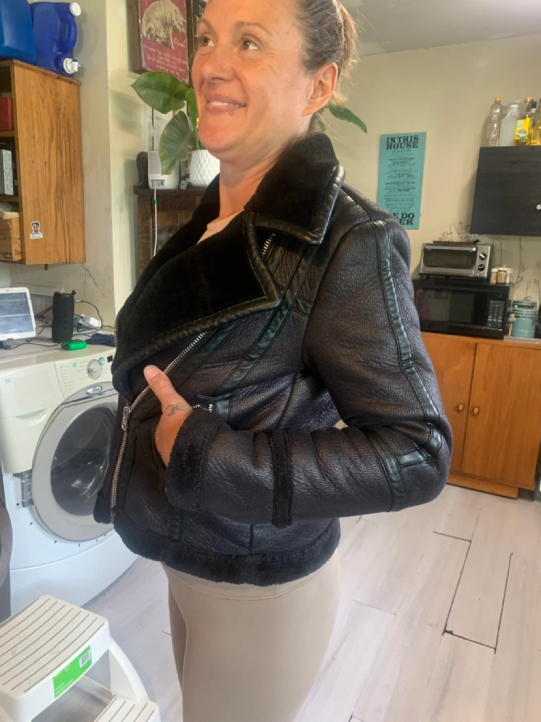 Petites Miss Selfridge Black Faux Leather Aviator Jacket - photo 2