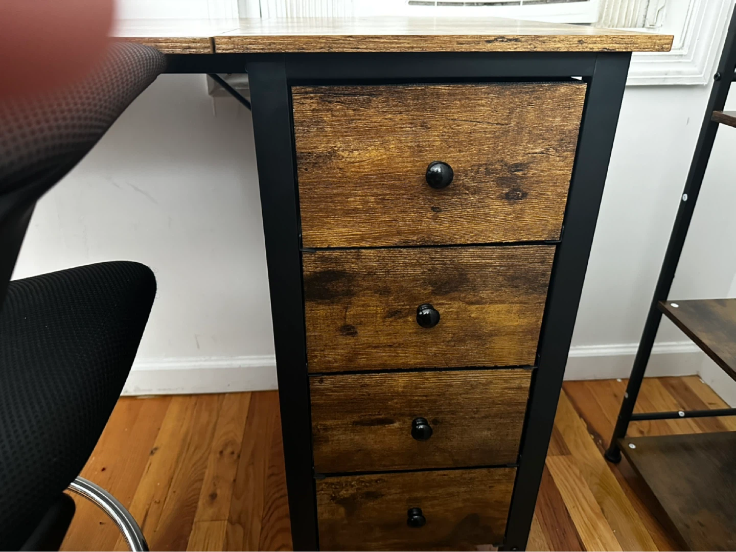 Rustic Wood Grain Desk with 4 Drawers - photo 4