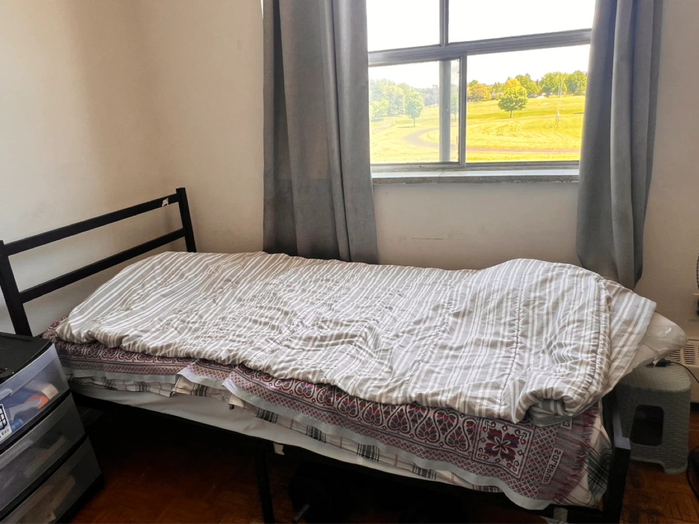 Twin Bed Frame with Mattress and cover