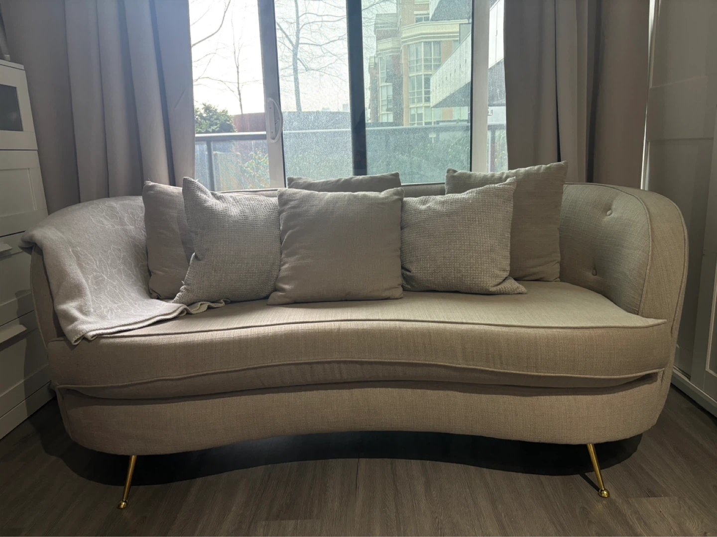 Curved Sofa with Gold Legs - photo 2
