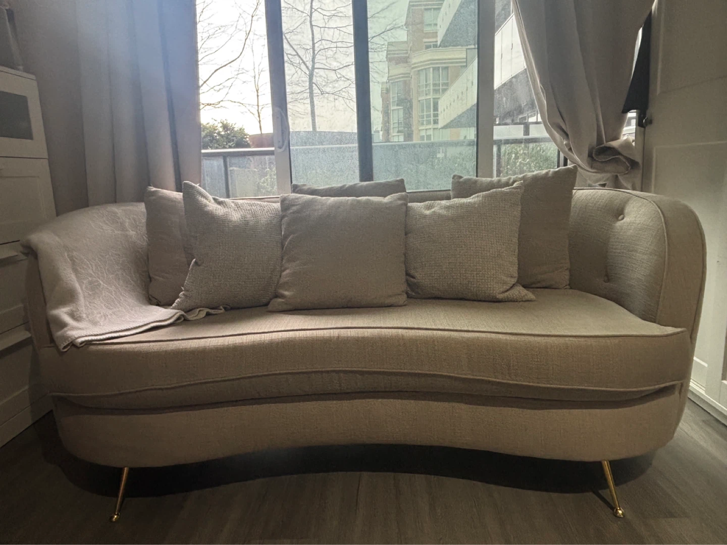 Curved Sofa with Gold Legs - photo 3