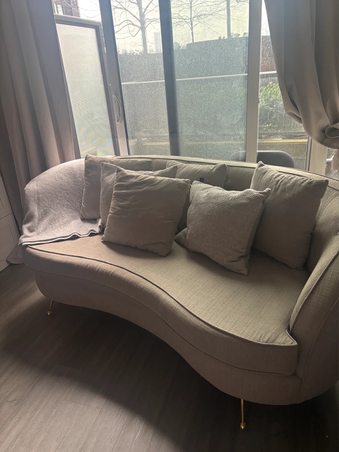 Curved Sofa with Gold Legs - photo 4