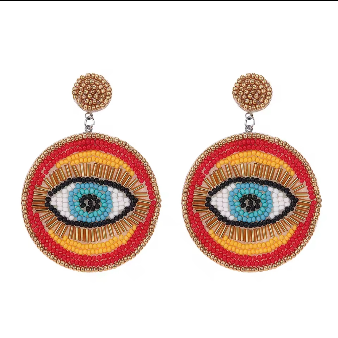 Beaded Evil Eye Dangle Earrings - photo 2