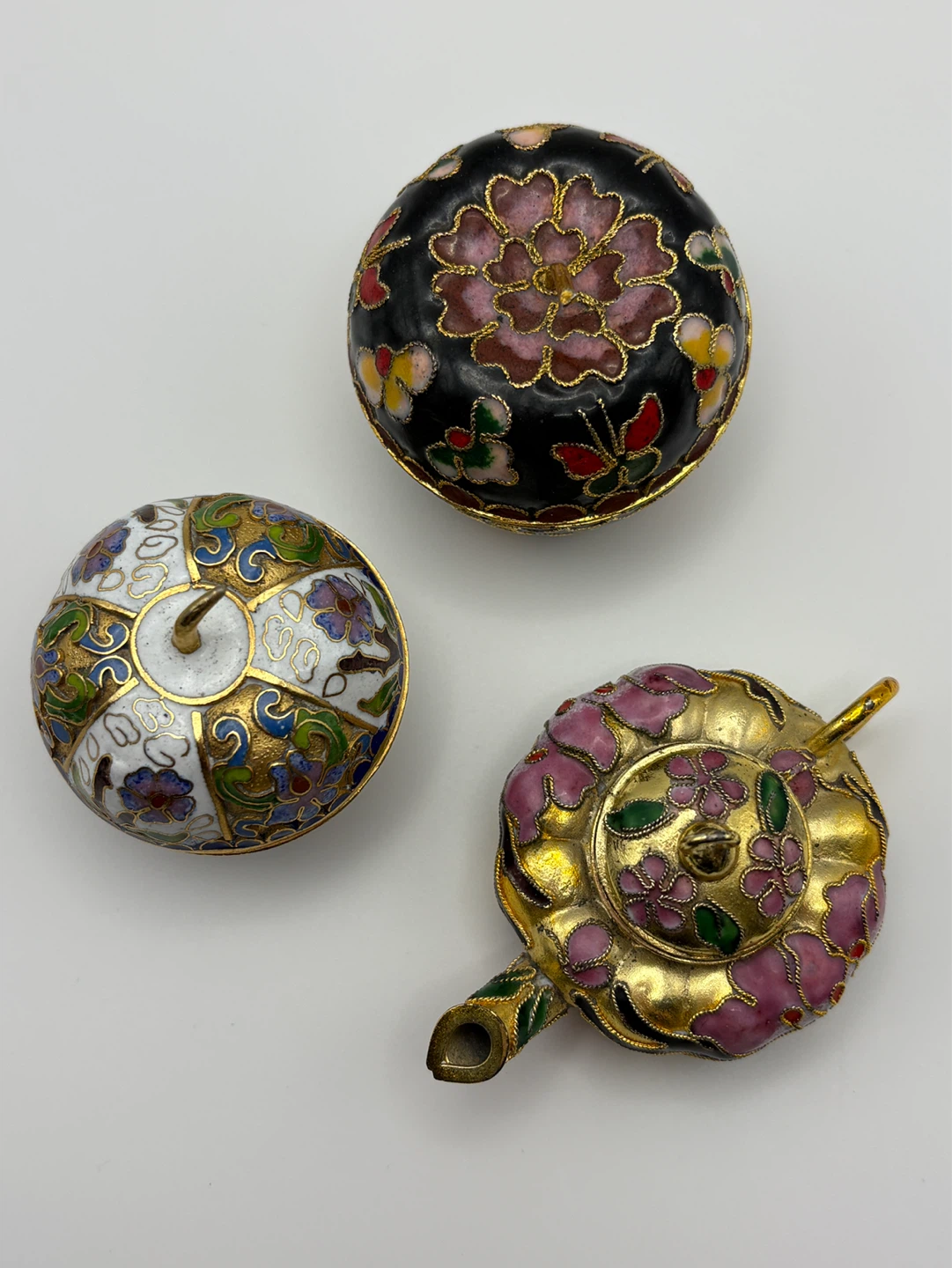 Vintage Cloisonné Trinket Boxes and Teapot Set - photo 2