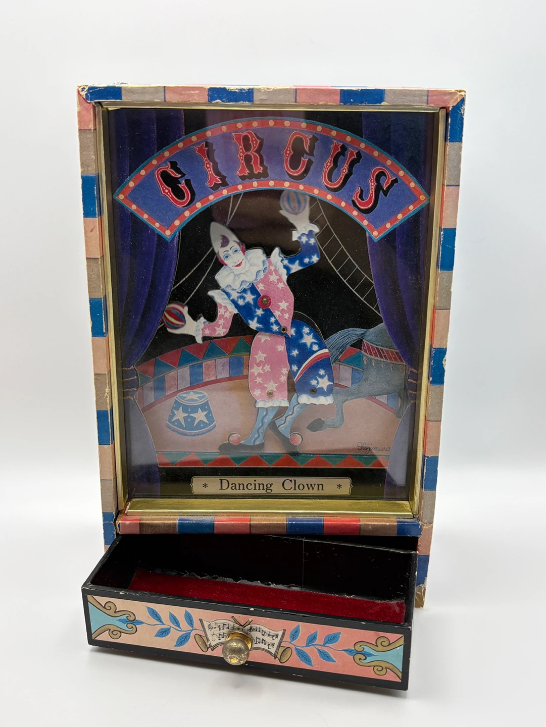 Vintage Circus Dancing Clown Music Box with Drawer - photo 2