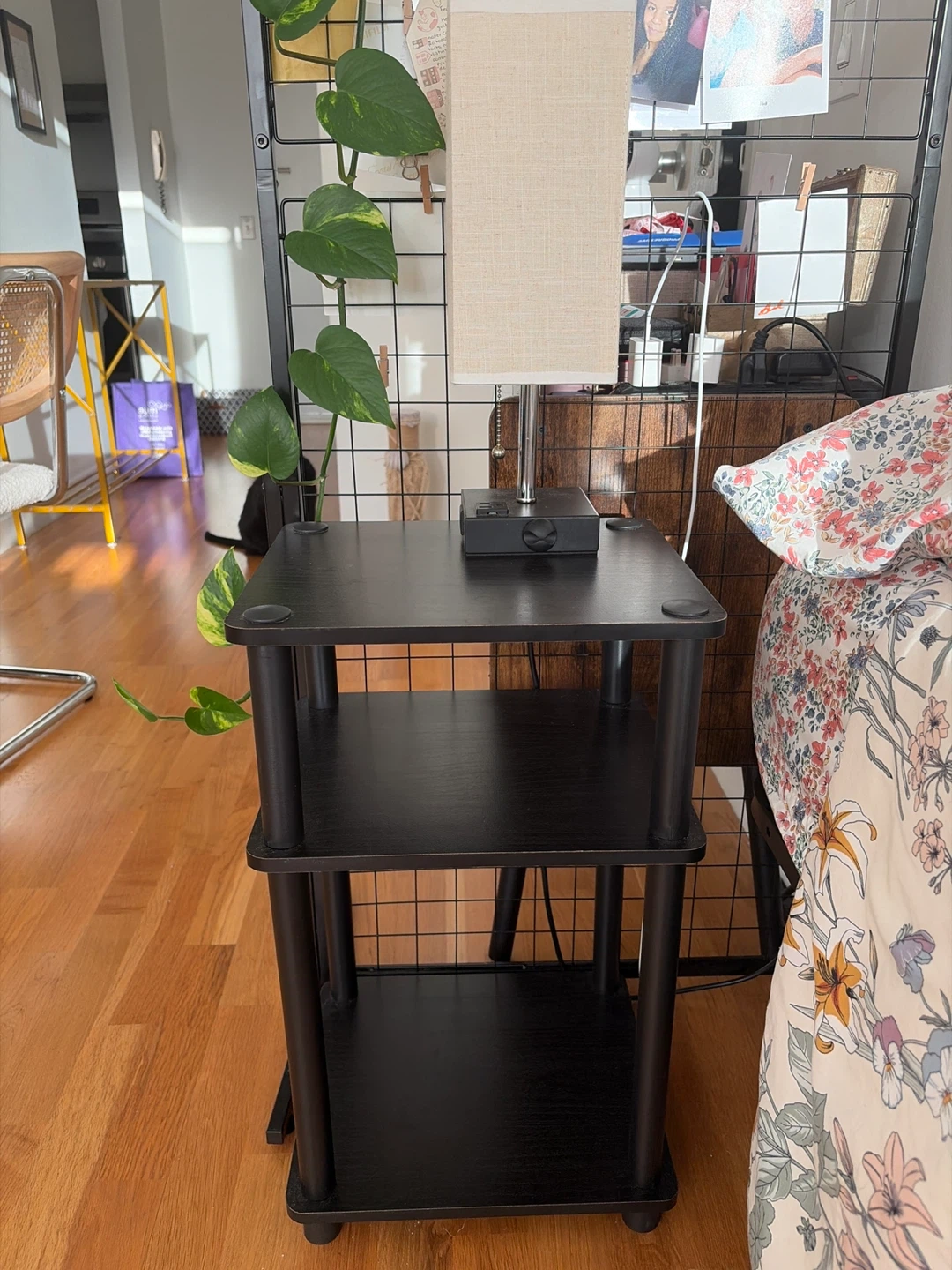 Black 3-Tier End Table