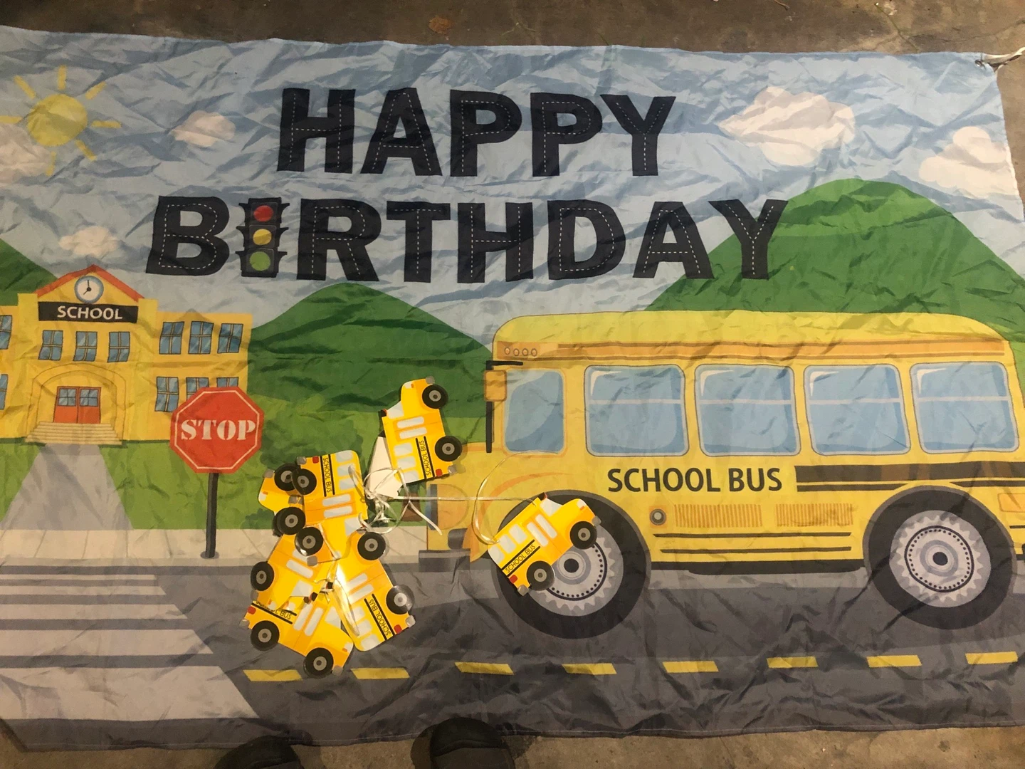 Happy Birthday School Bus Banner