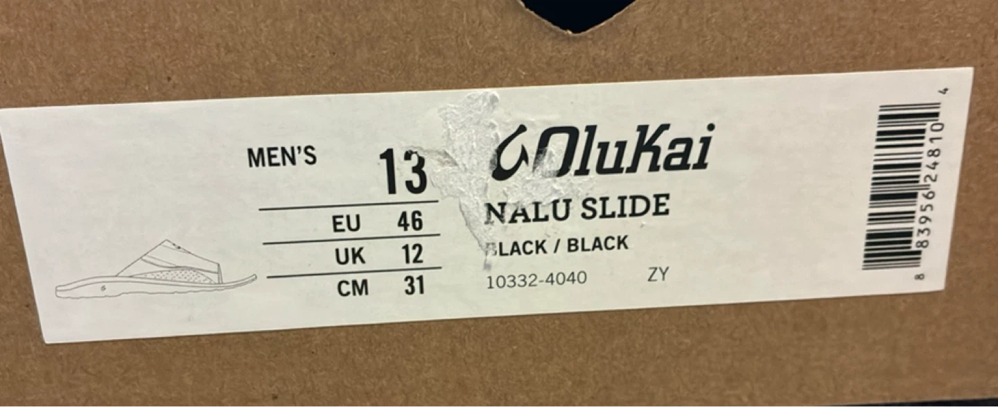New OluKai Nalu Slide Sandals Men's Size 13 Black - photo 2