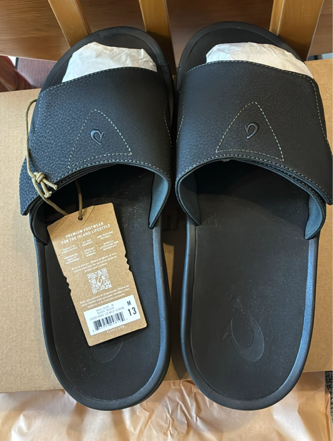 New OluKai Nalu Slide Sandals Men's Size 13 Black - photo 4