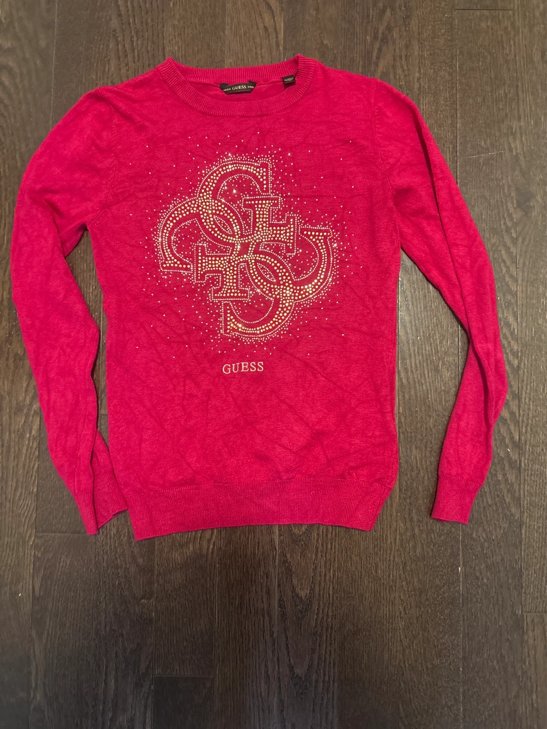 Guess red Sparkly Logo Sweater