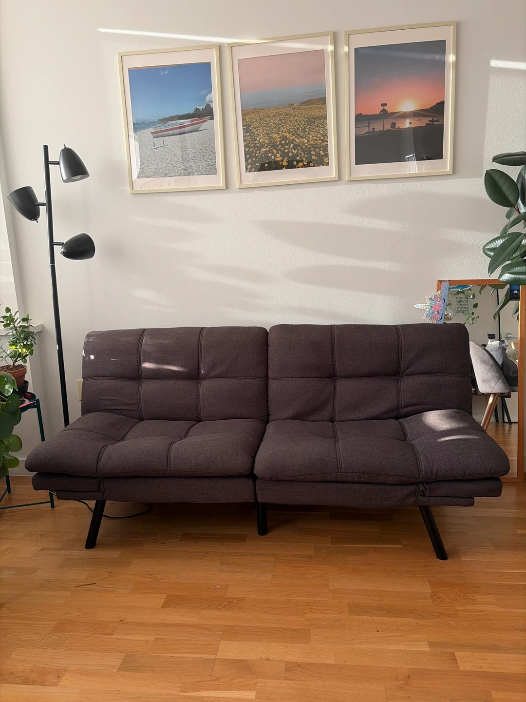 Dark Gray Tufted Futon Sofa Bed - photo 2