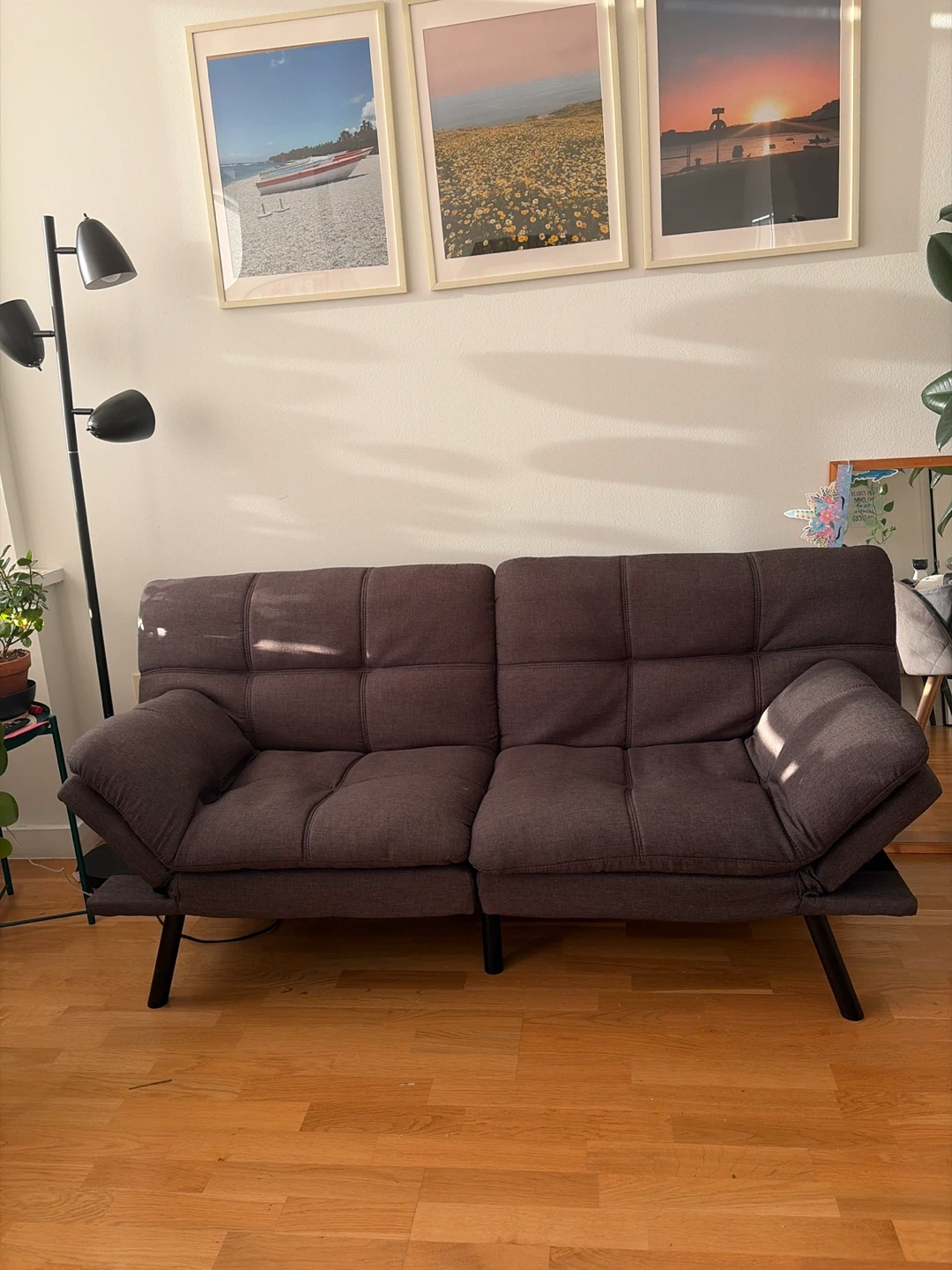 Dark Gray Tufted Futon Sofa Bed