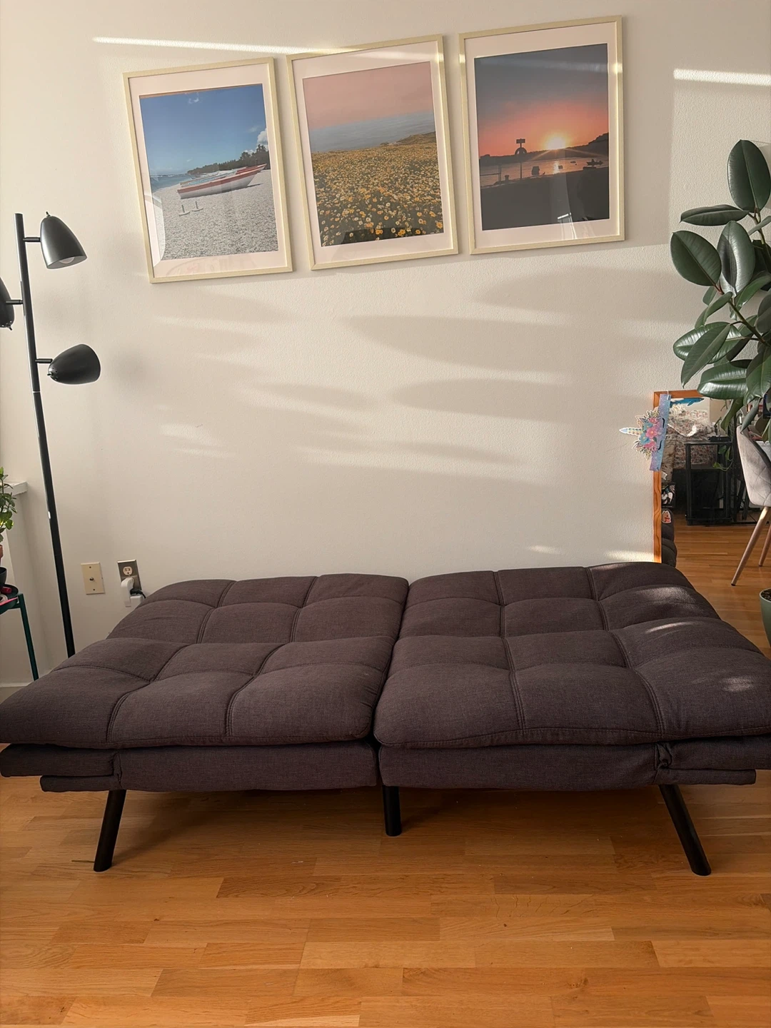 Dark Gray Tufted Futon Sofa Bed - photo 3