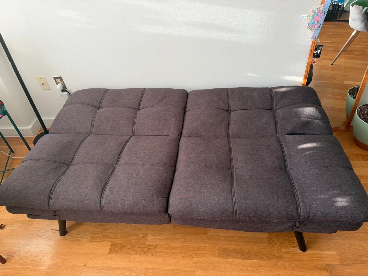 Dark Gray Tufted Futon Sofa Bed - photo 4