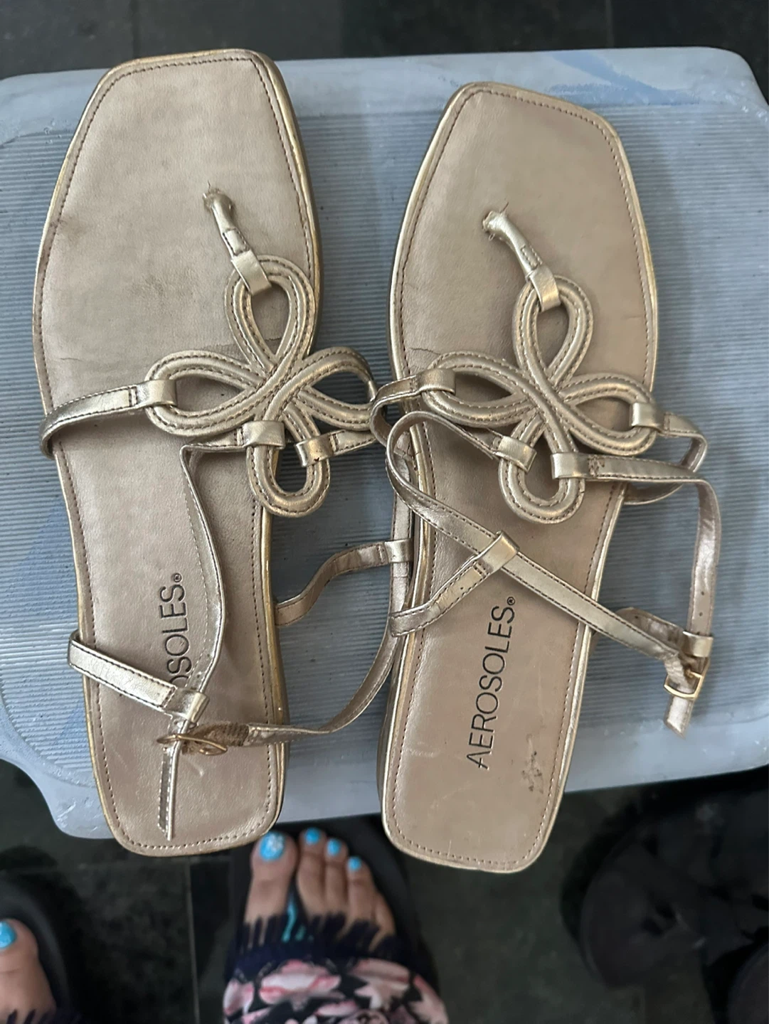 Aerosoles Gold Flat Sandals