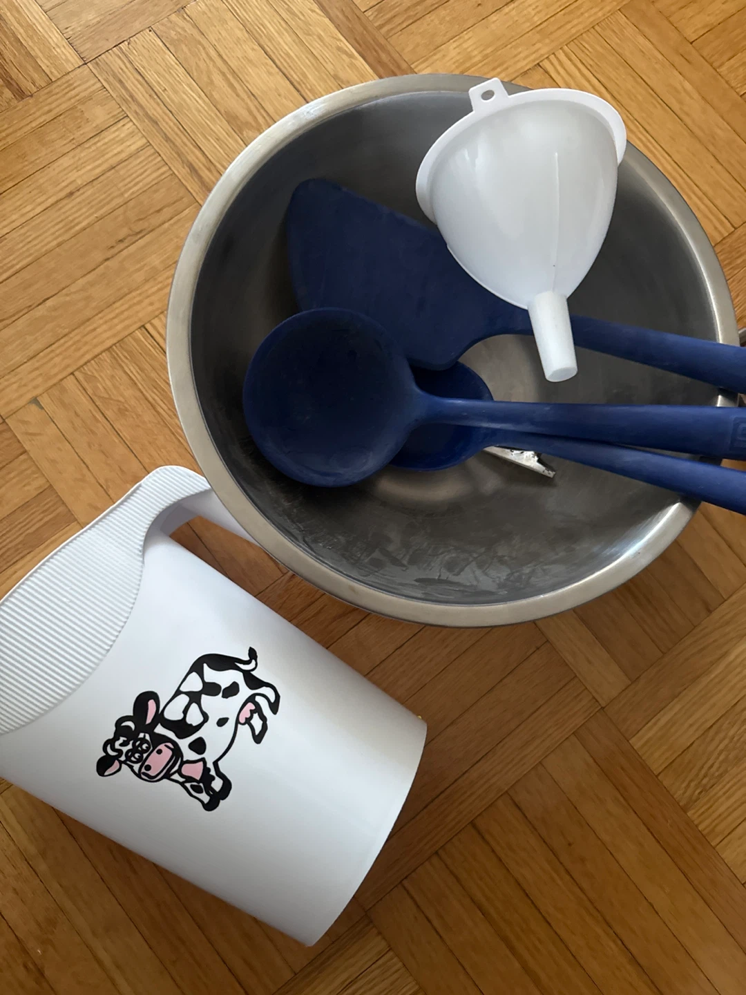 Mixing Bowl with Utensils and Funnel