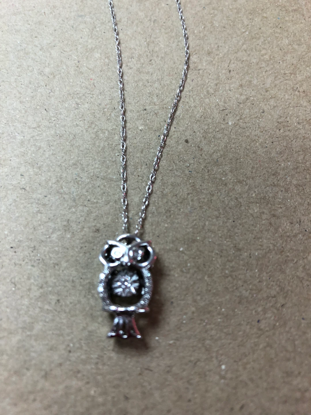 Owl Pendant Necklace Sterling Silver With Diamonds