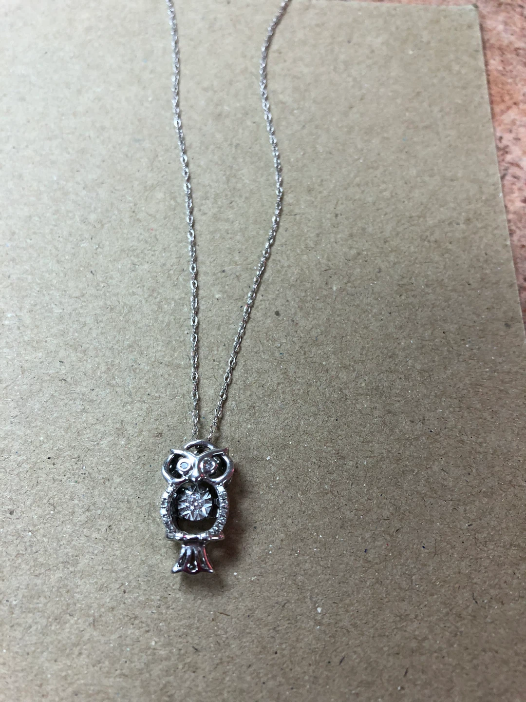Owl Pendant Necklace Sterling Silver With Diamonds - photo 3