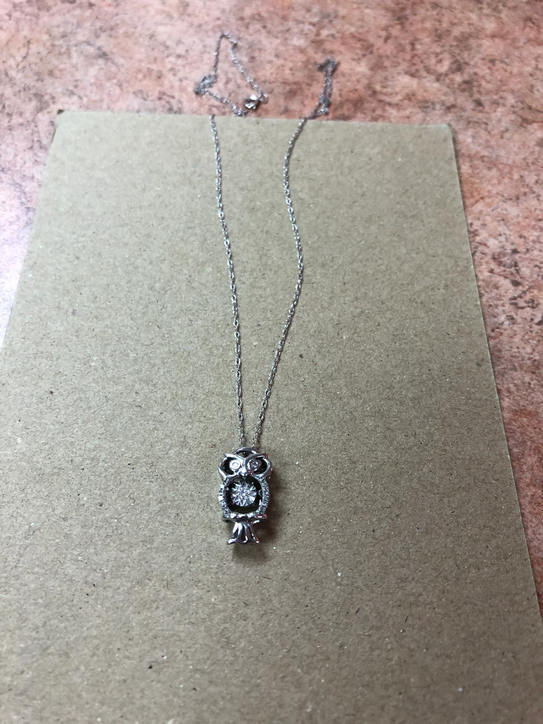 Owl Pendant Necklace Sterling Silver With Diamonds - photo 2