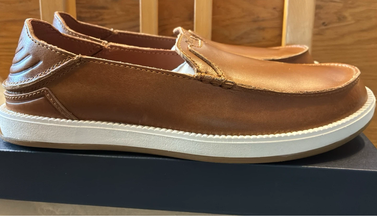 New OluKai Kakahia Nia Brown Leather Loafers Men's Size 8.5 - photo 4