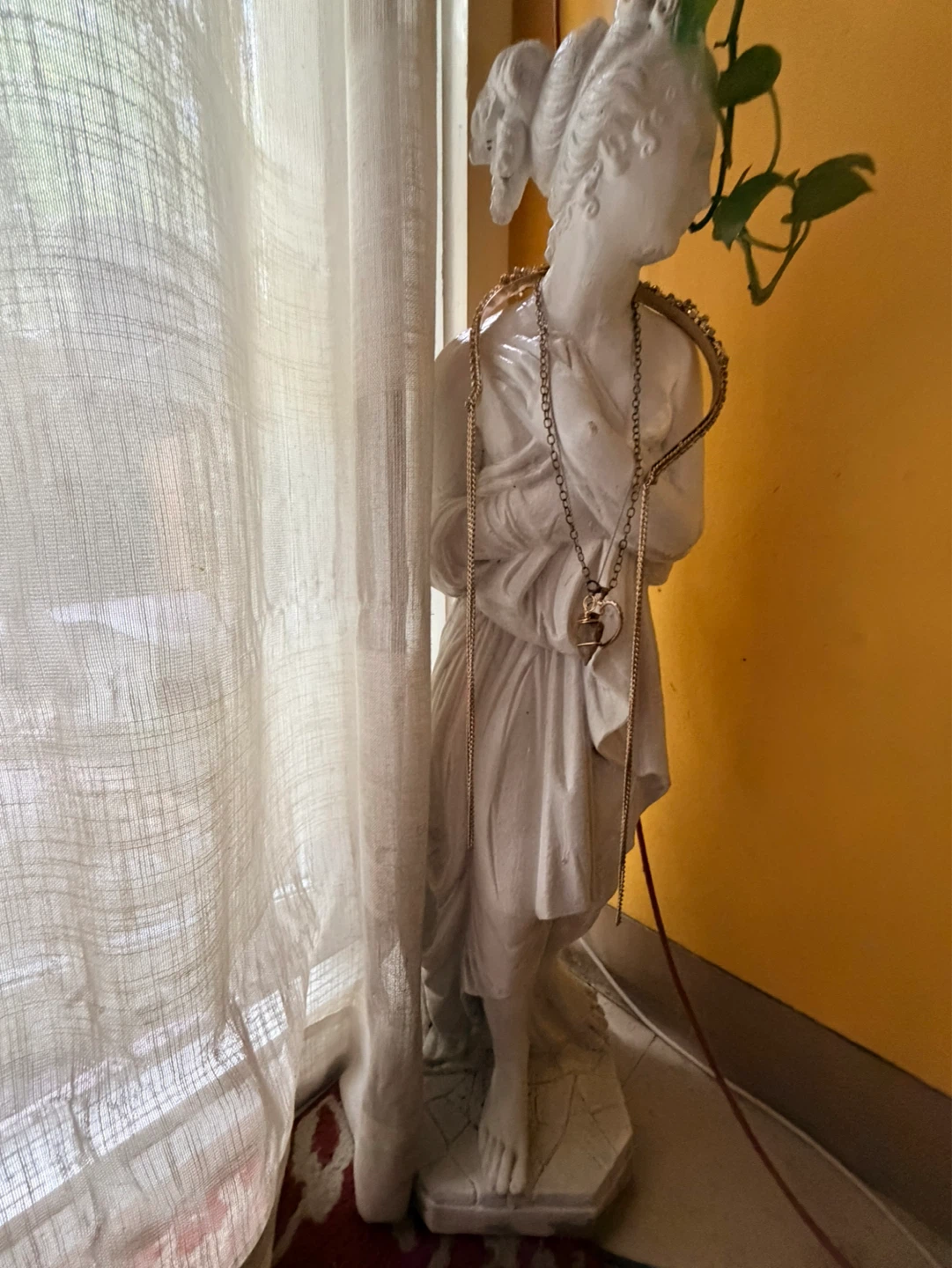 White Grecian Statue with Necklaces