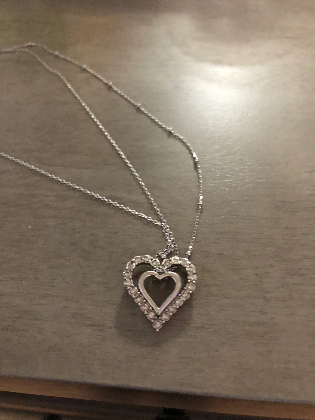 Silver Double Heart Pendant Necklace