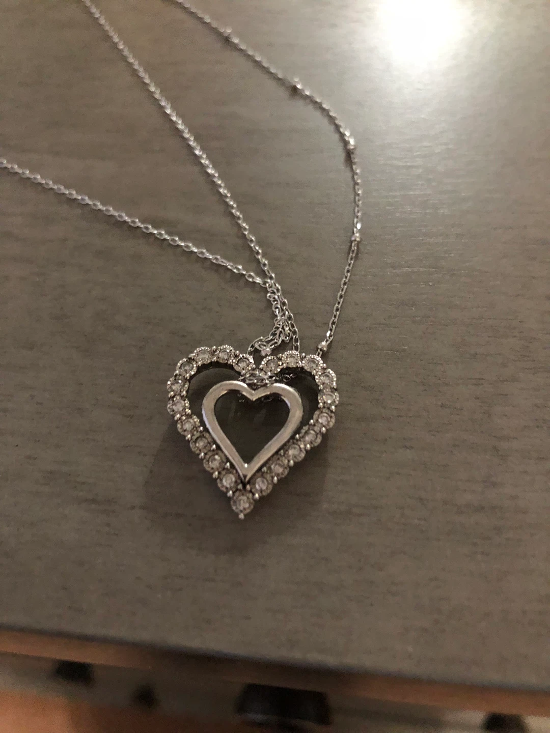 Silver Double Heart Pendant Necklace - photo 2
