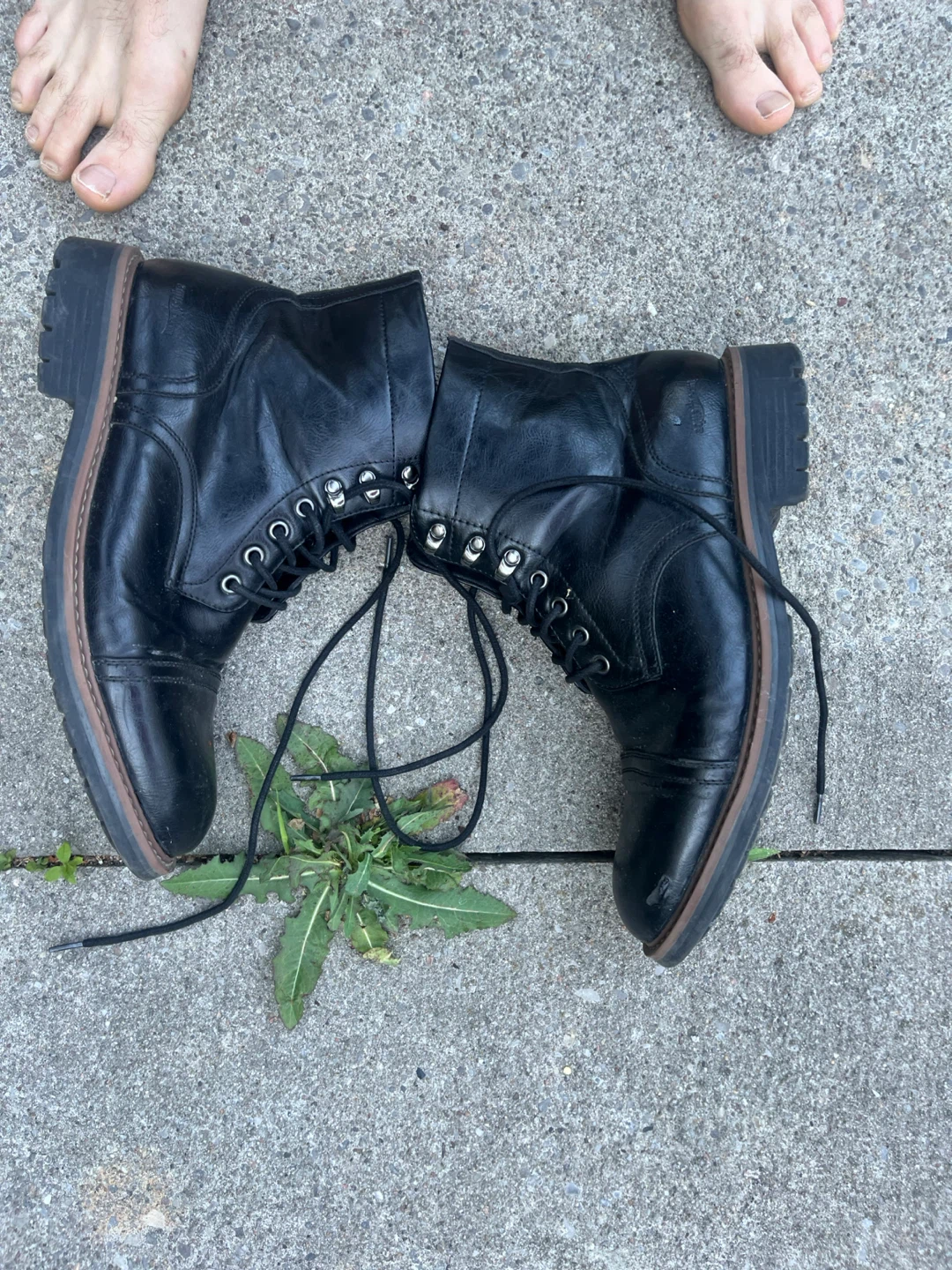 Black Lace-Up Combat Boots size 11 - photo 3