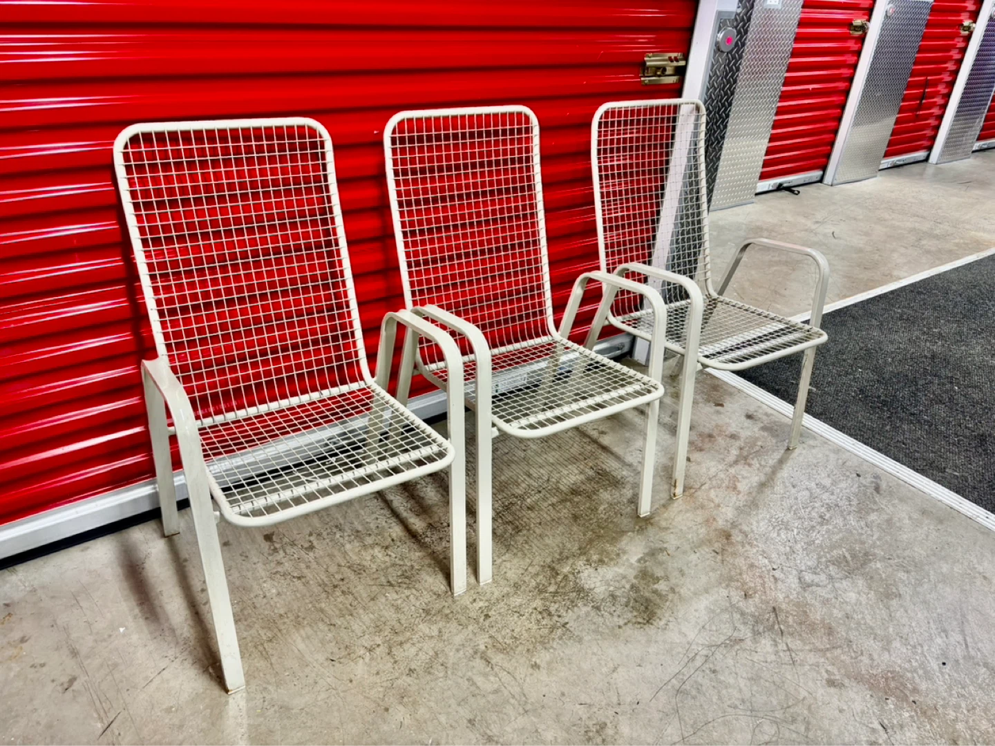 Vintage Set of 3 Emu Rio Style Outdoor Stackable ArmChair