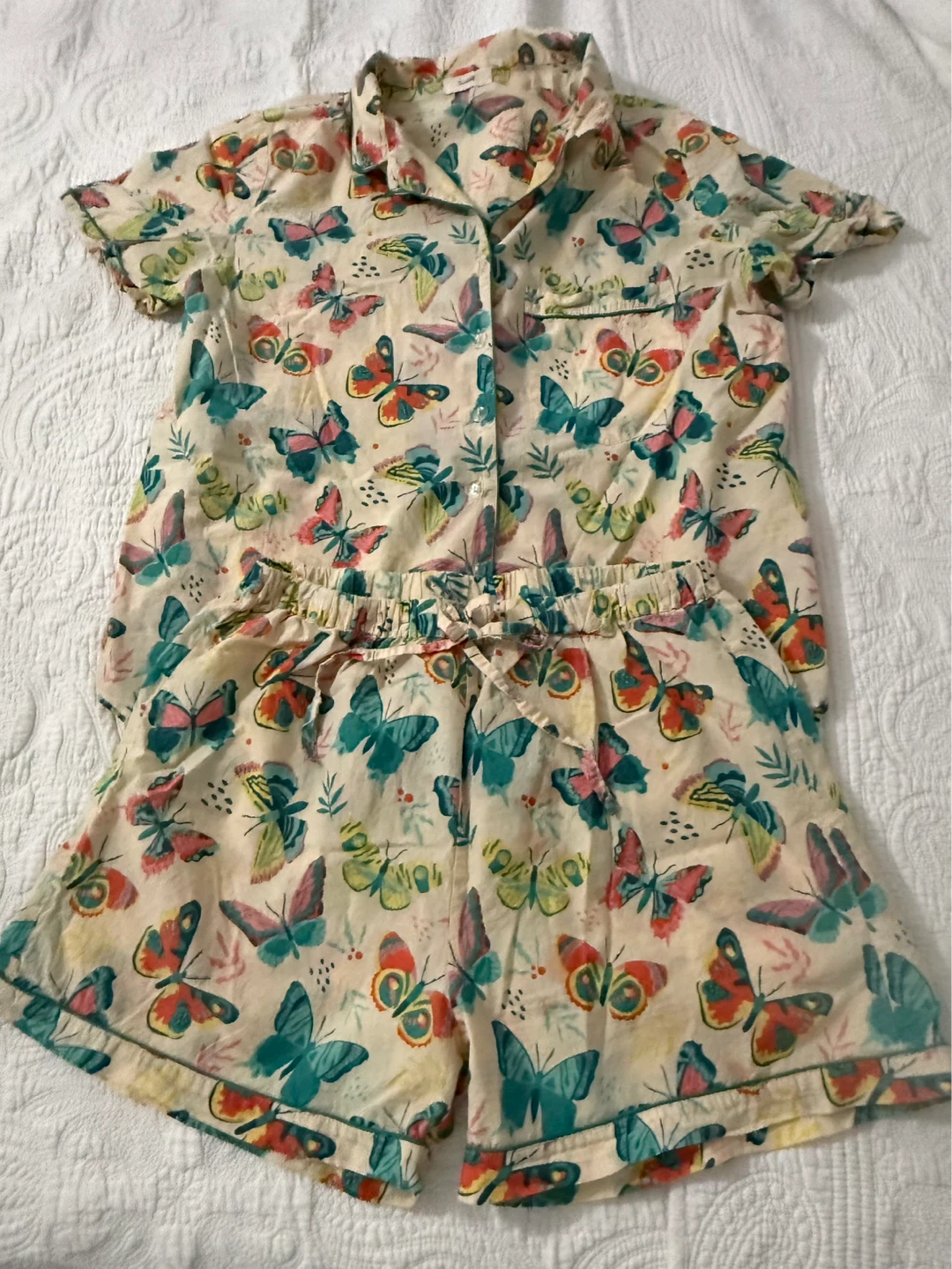 Short Sleeve Pajama Set with Butterfly Print - photo 2