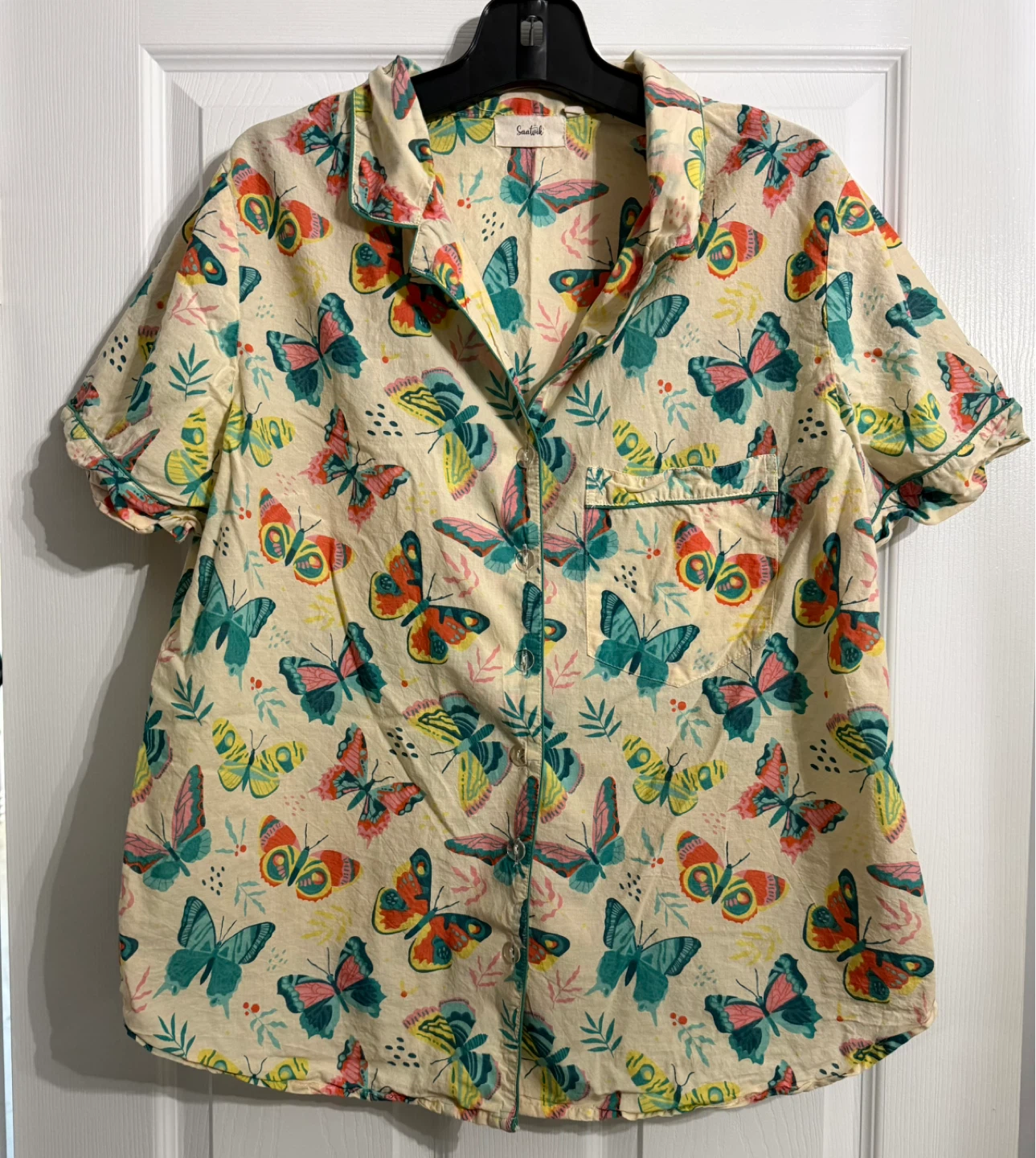 Short Sleeve Pajama Set with Butterfly Print - photo 3