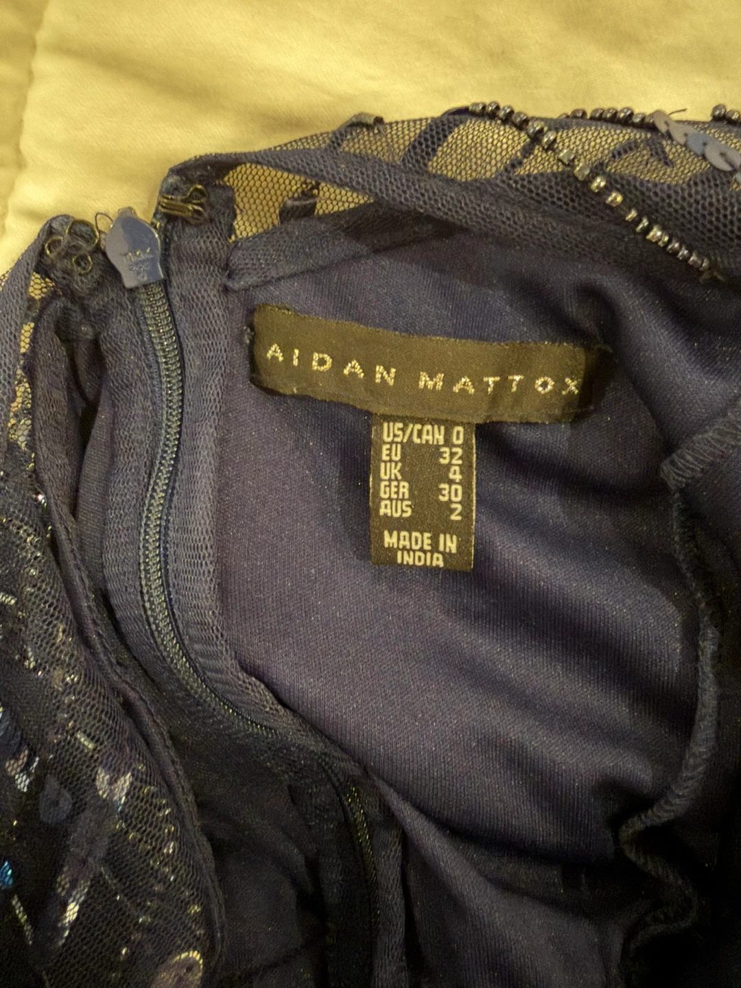 Aidan Mattox Navy Sequin Beaded Gown size 0 - photo 4