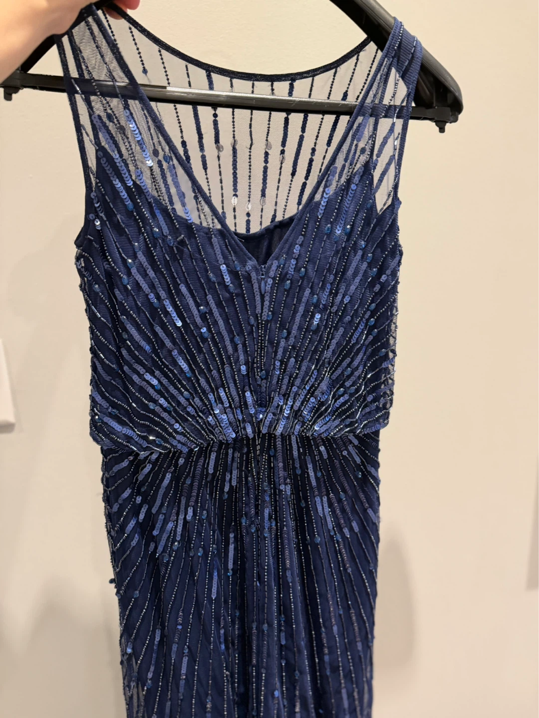 Aidan Mattox Navy Sequin Beaded Gown size 0 - photo 2