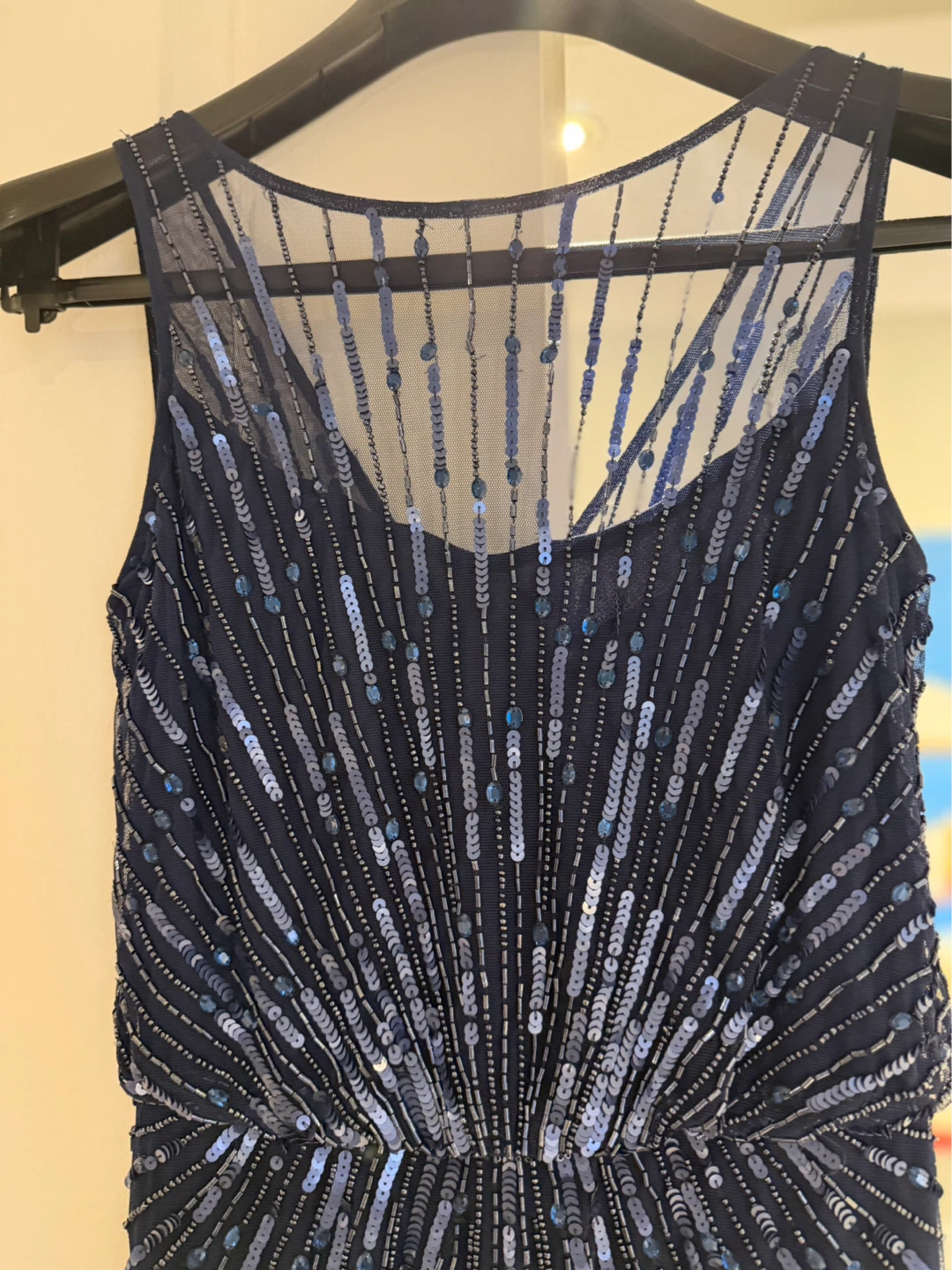 Aidan Mattox Navy Sequin Beaded Gown size 0 - photo 3