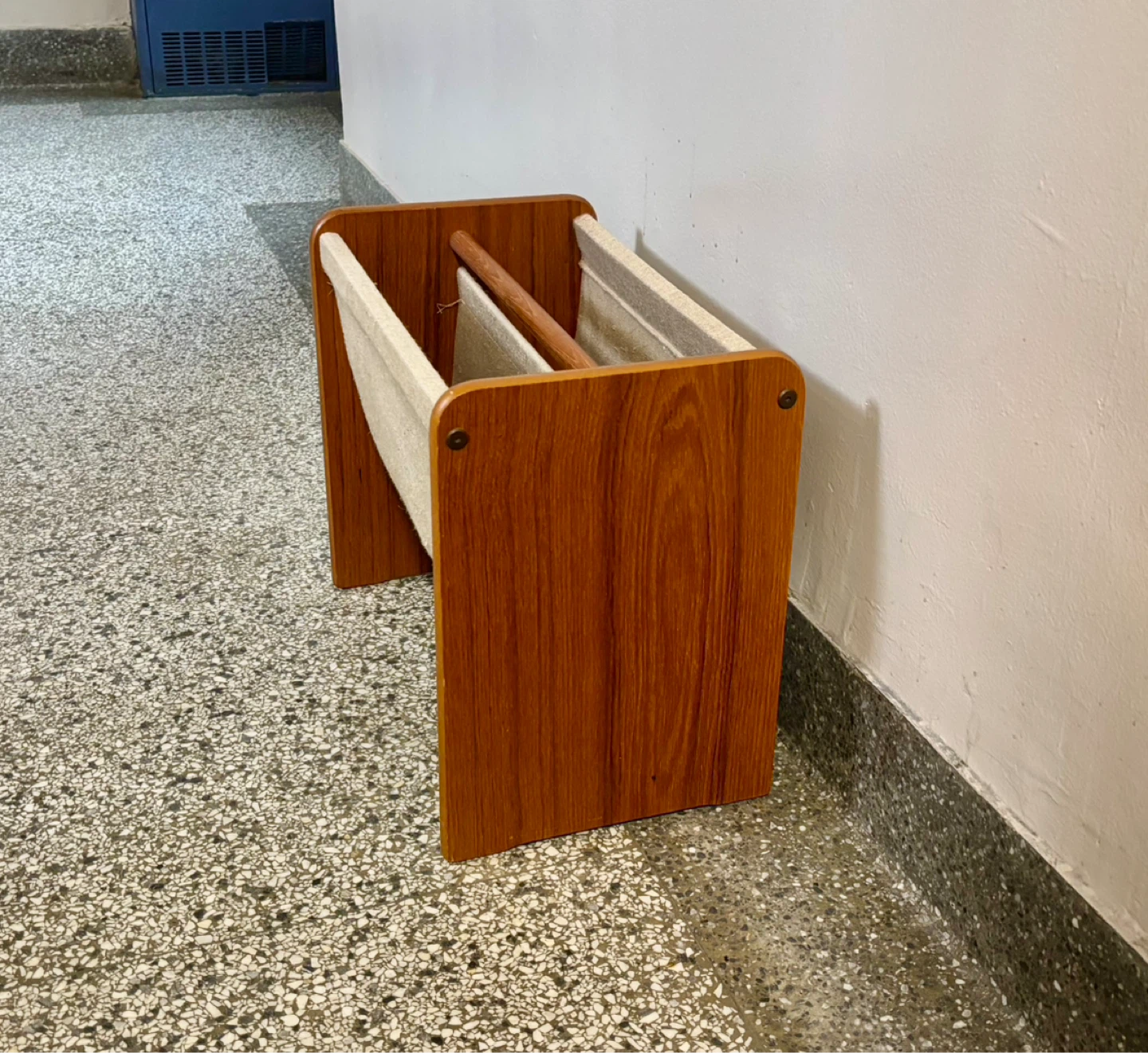 Mid-Century Danish Teak & Canvas Magazine Holder - photo 5