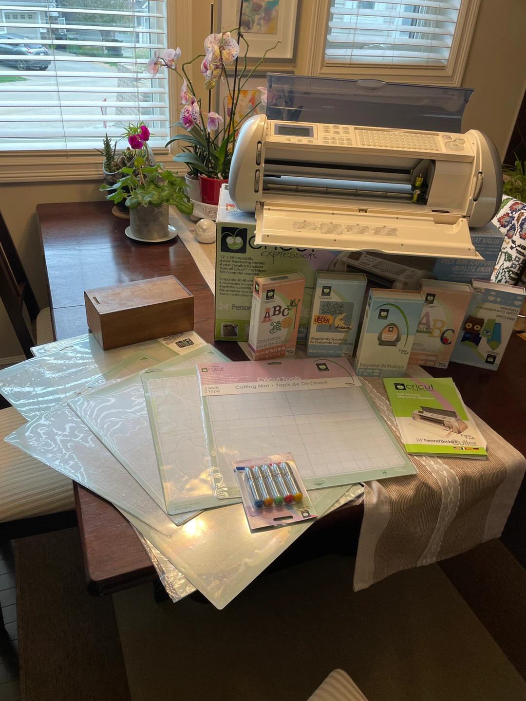 Cricut package, cassettes , mats several new.