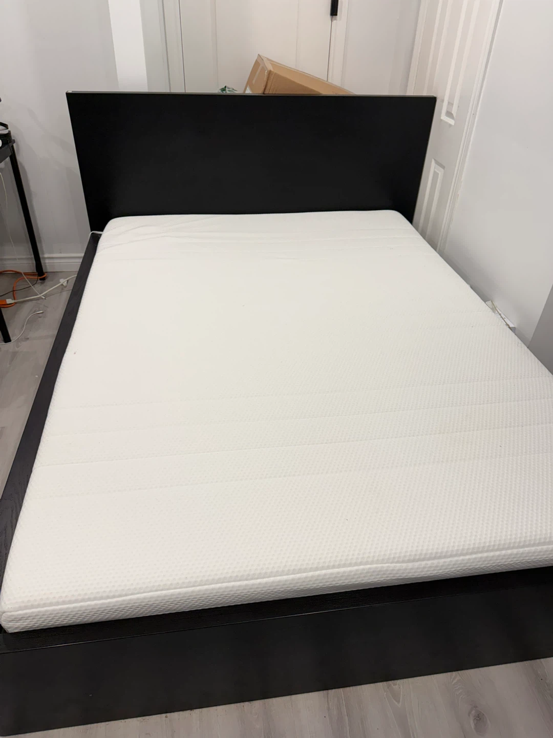 IKEA Malm Black Queen Bed Frame with Mattress - photo 4