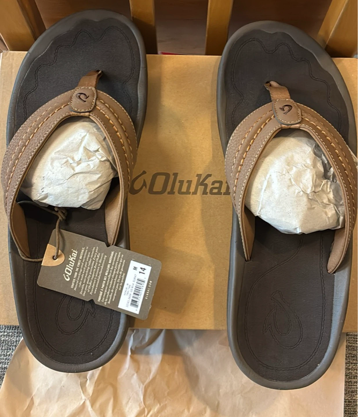 New OluKai Men's Flip Flops Size 14