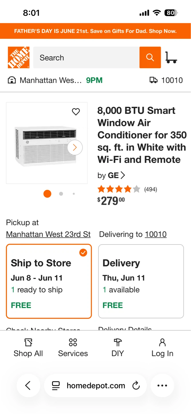 GE 8,000 BTU Smart Window Air Conditioner with Wi-Fi and Remote - photo 3