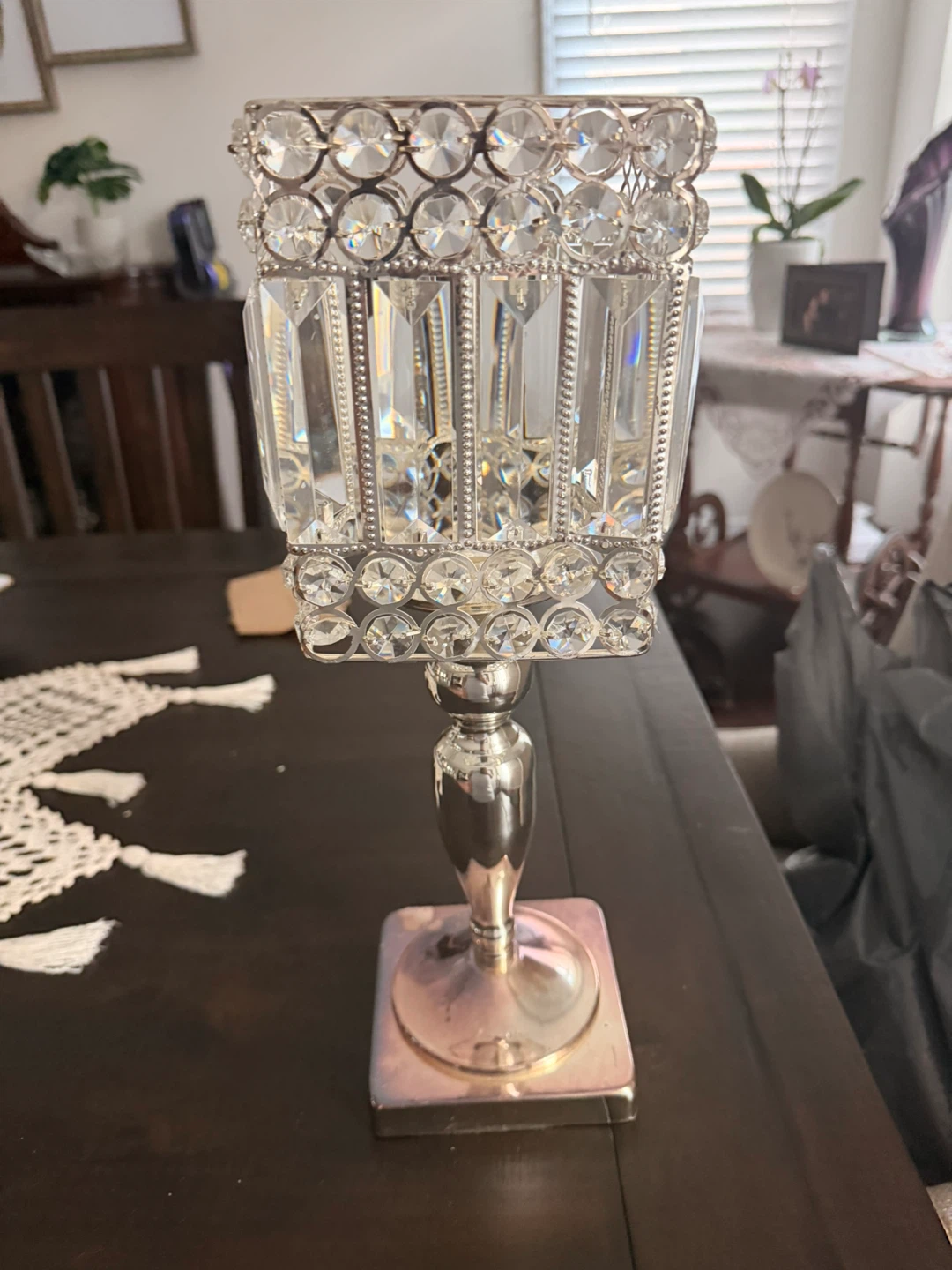 Crystal and Silver Candle Holder - photo 3